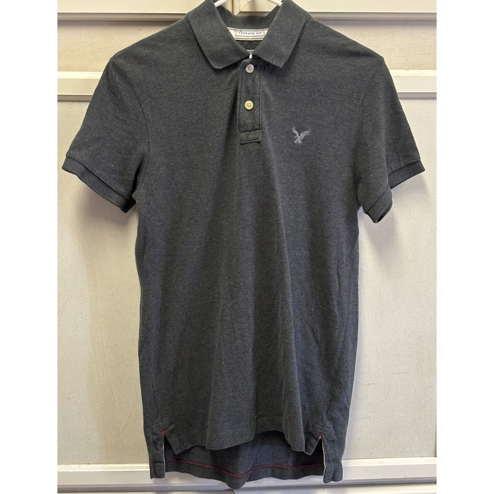 American Eagle Outfitters Gray Polo Shirt Vintage Fit Mens Small